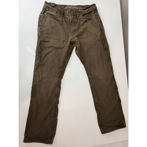 Eddie Bauer Flannel Lined Pants Men's 34 * 32 Brown Canvas Work Outdoor Warm